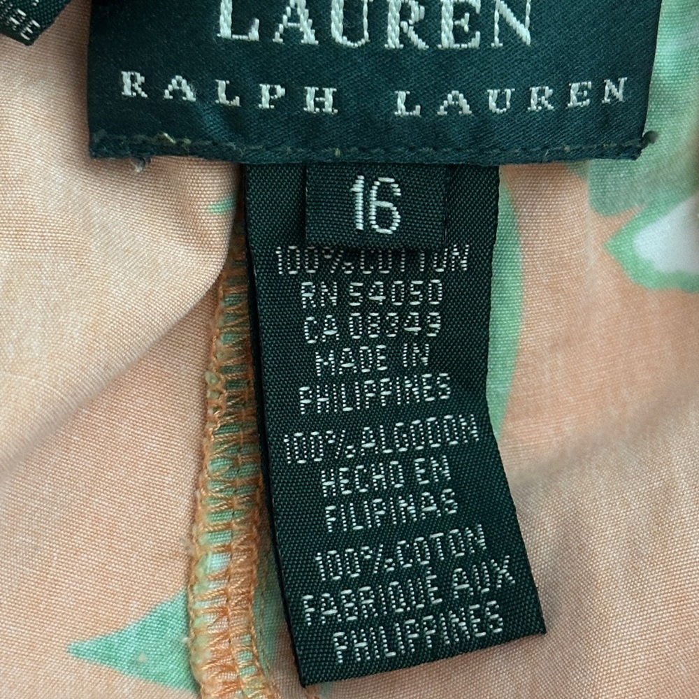 Lauren Ralph Lauren Orange Floral Cotton Capri Pants Size 16 - Picture 8 of 14